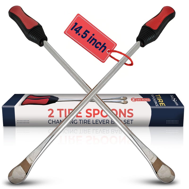 KESEM 2 Pack 145 Tire Spoons Changing Tire Lever Tire Iron Bar Set Tire Repair Tool Kit Tire Changer Remove Tyre Heavy Duty Metal Steel for Motorcycle Bike Scooter Bicycle Mower Dirtbike 145 inch long - Image 3