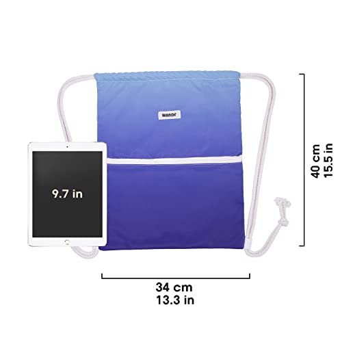 WANDF Drawstring Backpack String Bag Sackpack Cinch Water Resistant Nylon for Gym Shopping Sport Yoga (Blue) - Image 4