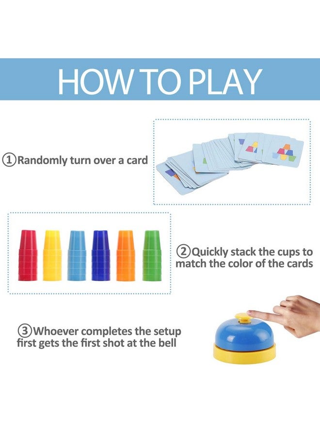 SEISSO Quick Stacking Cups, Stack Cups Set Engaging Educational Speed Training Cup Stacking Set for Kids Games, 30 Stack Cups with 54 Challenge Cards, 1 Bell - Image 5