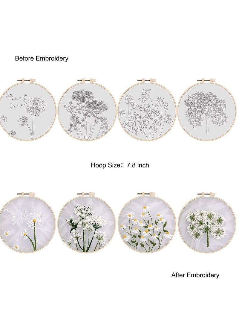 Y&D Embroidery Starters Kit for Beginners Adults, Stamped Cross Stitch Kits Include 4 Cloth, Hoops, Threads and Needles  - Image 5