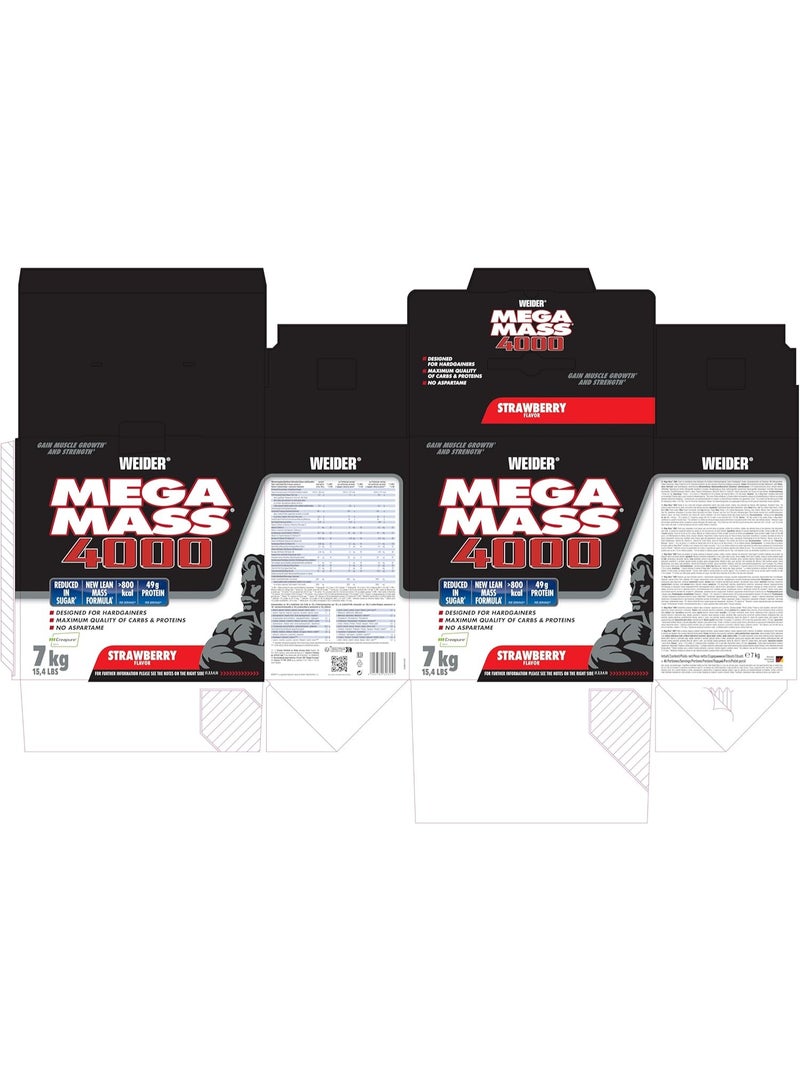 Weider Mega Mass 4000, 7kg – Strawberry Flavor - Image 2