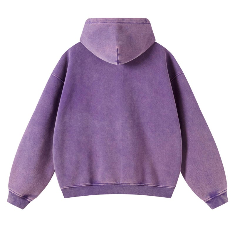 KEEPSHOWING Womens and Mens Zip Up Hoodies Long Sleeve Fall Oversized Sweatshirts Acid Wash Y2K Jacket with Pockets(Purple L) - Image 4