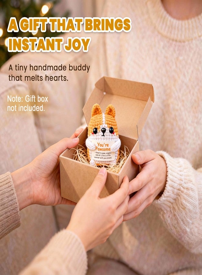 Krinisou Corgi Gift for Corgi Lover, Cute Positive Animals Crochet Dog, Small Handmade Encouragement Appreciation Gift for Women Men - Image 5