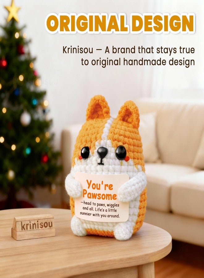 Krinisou Corgi Gift for Corgi Lover, Cute Positive Animals Crochet Dog, Small Handmade Encouragement Appreciation Gift for Women Men - Image 2