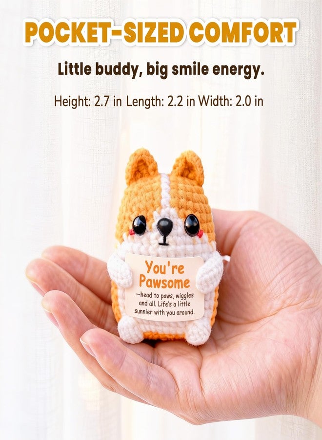 Krinisou Corgi Gift for Corgi Lover, Cute Positive Animals Crochet Dog, Small Handmade Encouragement Appreciation Gift for Women Men - Image 3