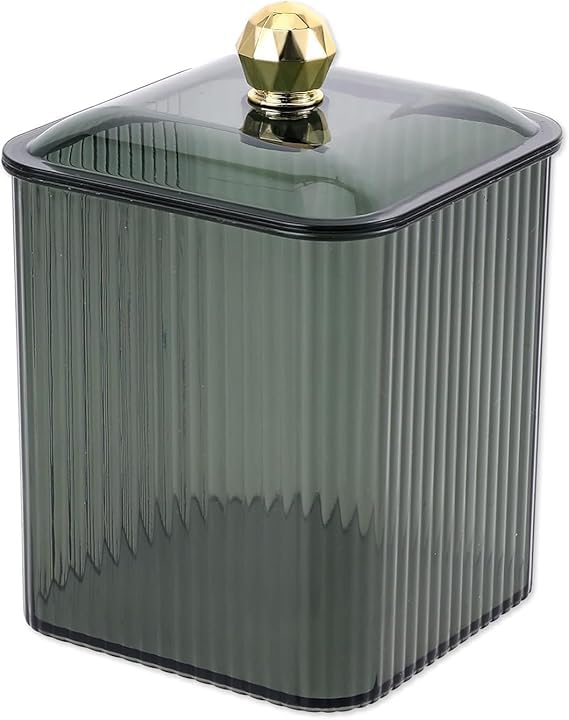 RUDRO IMPEX Swab Holder Container Qtip Holder Ball Dispenser with Lid Cosmetics Small Plastic Storage Bathroom Essentials Accessories for Decor (Green) - Image 1