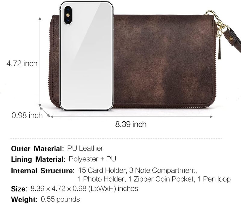 CLUCI Women Wallet Large PU Leather Wristlet Purse for Women RFID Blocking Zip Around Card Holder Ladies Travel Clutch - Image 4