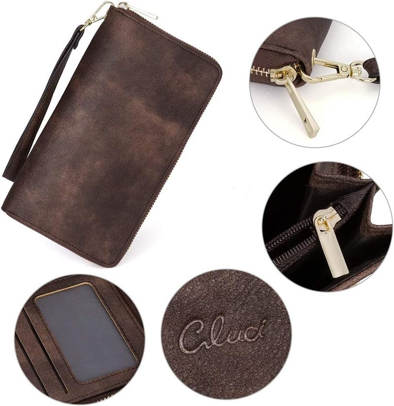 CLUCI Women Wallet Large PU Leather Wristlet Purse for Women RFID Blocking Zip Around Card Holder Ladies Travel Clutch - Image 5