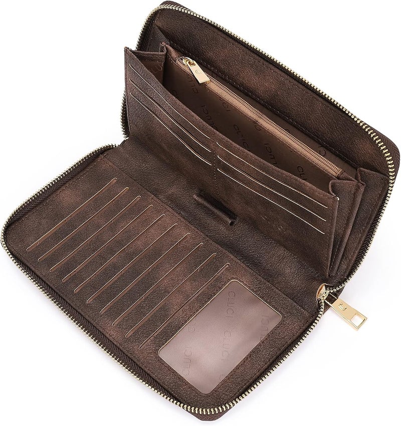 CLUCI Women Wallet Large PU Leather Wristlet Purse for Women RFID Blocking Zip Around Card Holder Ladies Travel Clutch - Image 1