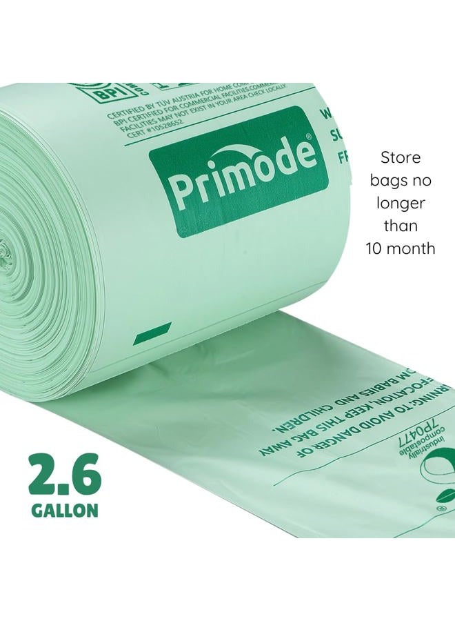 Primode Compost Bags, Compostable Trash Bags 2.6 Gallon Compostable Bags 100 Count Small Compost Bags for Countertop bin Extra Thick 0.71 Mil. ASTM D6400 Certified By BPI and TÜV AUSTRIA - Image 3
