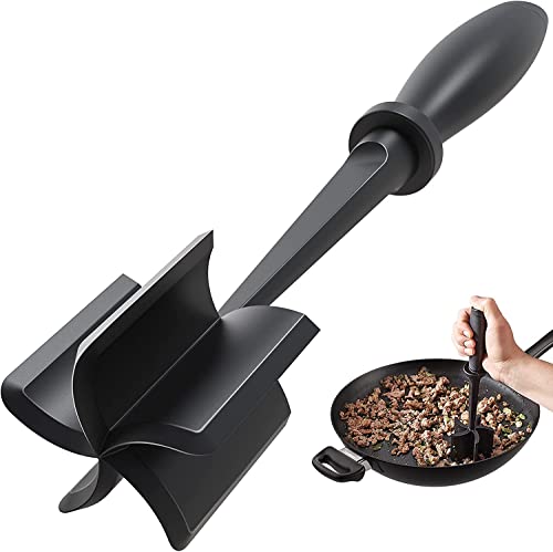 Meat Chopper Hamburger Grinder Premium Heat Resistant Smasher for Ground Beef Burger Grinder Nylon Potato Mix ToolBlack