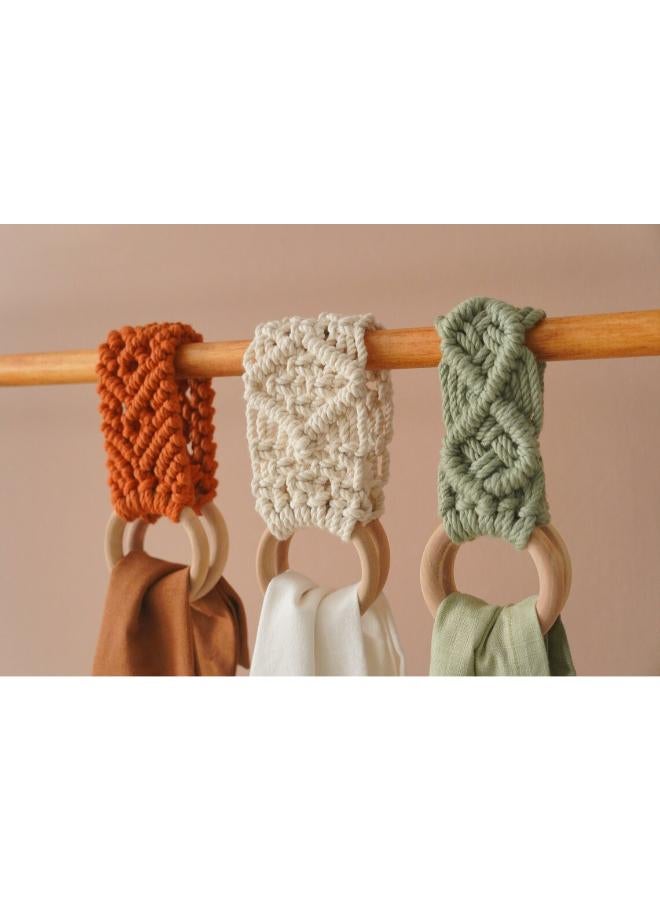 انتيكيانو حامل مناديل خارجي مكرمية من خيوط القطن، حامل ورق مكرمية يثبت على الحائط - Image 1