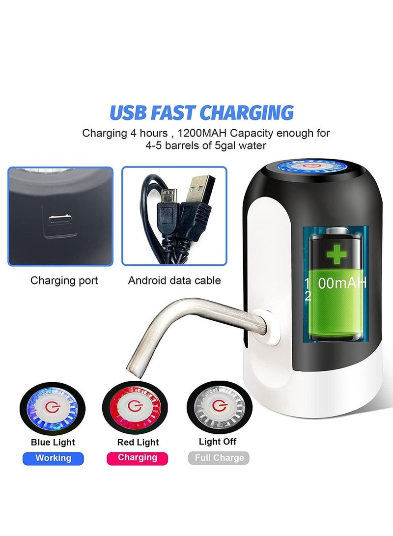 UREVO 5-Gallon Water Bottle Pump, USB Charging Portable Electric Water Pump for 2-5 Gallon Jugs - White - Image 5