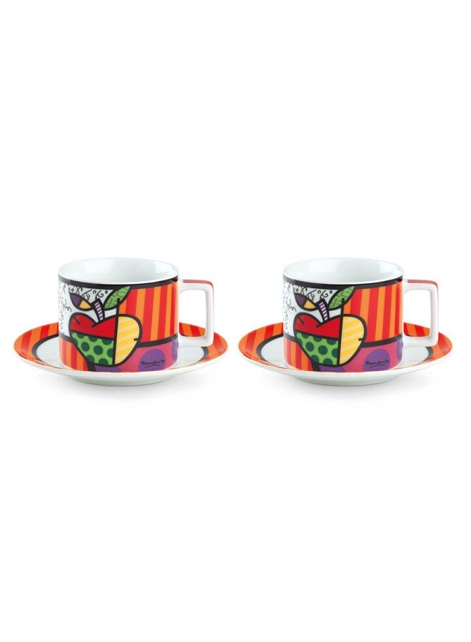 EGAN Set 2 Cappuccino Cups with Saucers Britto Apple ml 220 - Image 1
