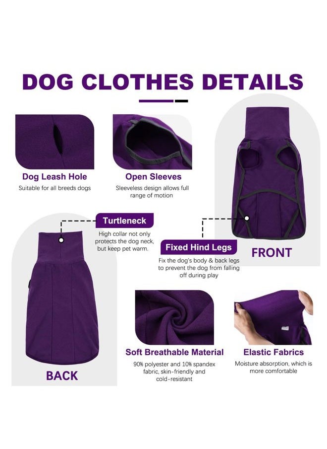 ROZKITCH - Dog Winter Coat Soft Pullover Pajamas, Pet Windproof Warm Cold Weather Jacket Vest Cozy Onesie Jumpsuit Apparel Outfit Clothes for Small, Medium, Large Dogs Walking Hiking Travel Sleep Purple - Image 1