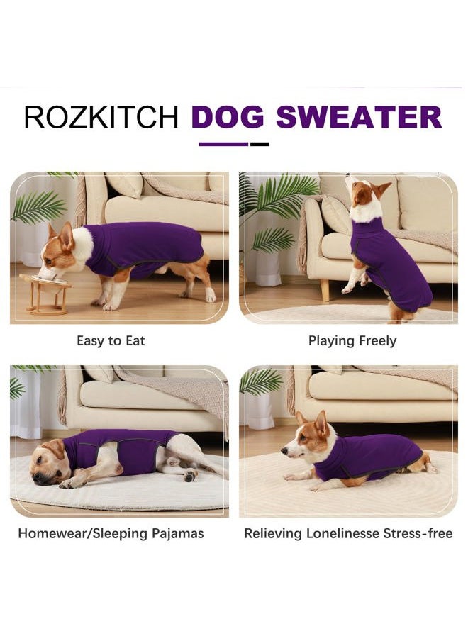 ROZKITCH - Dog Winter Coat Soft Pullover Pajamas, Pet Windproof Warm Cold Weather Jacket Vest Cozy Onesie Jumpsuit Apparel Outfit Clothes for Small, Medium, Large Dogs Walking Hiking Travel Sleep Purple - Image 1