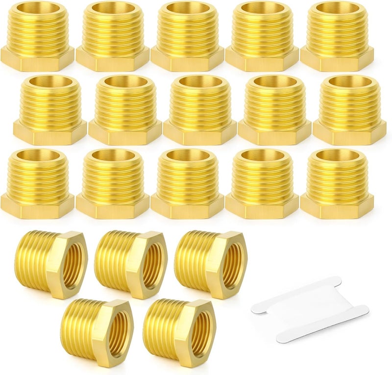غاشر 20 قطعة من محول نحاسي سداسي مخفض 3/8" ذكر BSP × 1/2" أنثى BSP، تركيبات أنابيب نحاسية ملولبة - Image 1