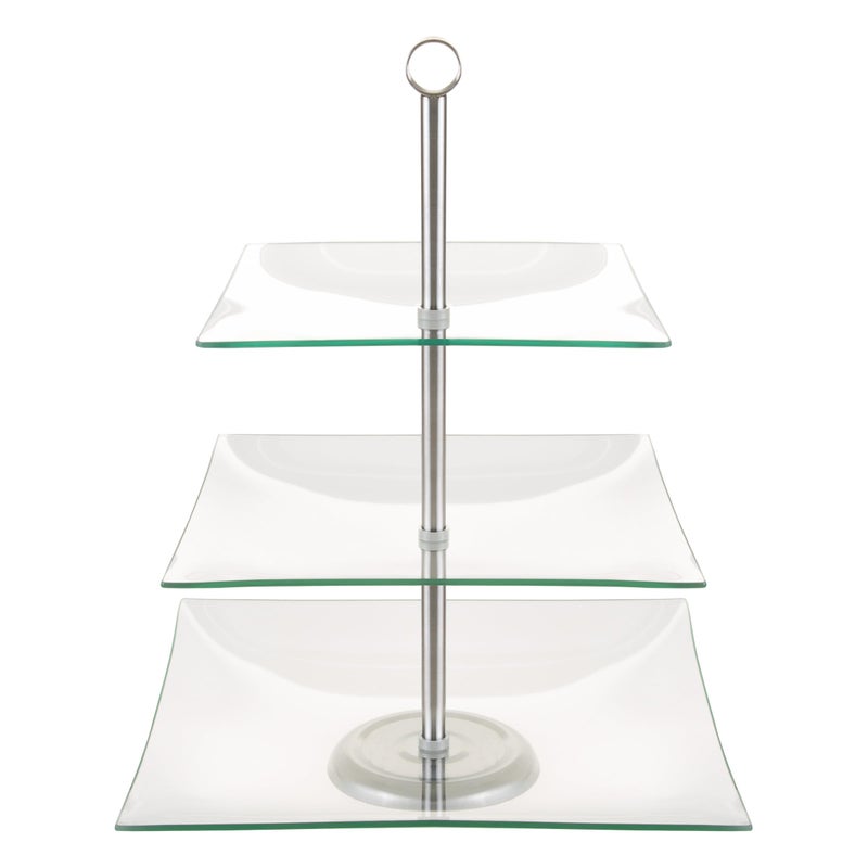 Chef Buddy Home Dess Chef Buddy Three Tier Square Glass Buffet and Dessert Stand, 1 Pack, Clear - Image 4