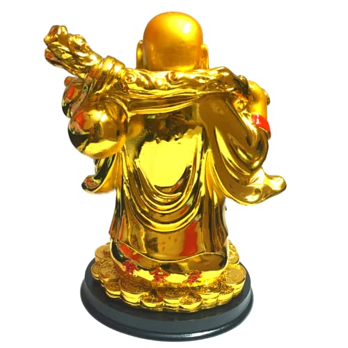 GJ Laughing Buddha for Home Decor Money and Wealth and Good Luck, Big Size, Golden - Image 5