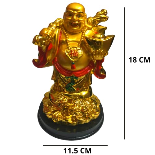 GJ Laughing Buddha for Home Decor Money and Wealth and Good Luck, Big Size, Golden - Image 2