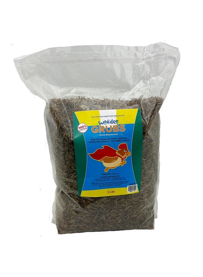 Mann Lake Mealworms Wonder Grubs 5 lb Non-GMO Dried High-Protein Chicken, Wild Bird, Duck, Fish, Reptiles, Tortoise, Amphibians, Lizard, Single - Image 1