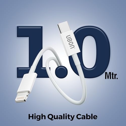 UBON OG Series WR72 Type C to iPhn Cable 1mtr Fast Charging Premium Cable | 5000+ Bend Test for Smartphones,Tablets,Laptops | 480Mbps Data Sync (White) - Image 3