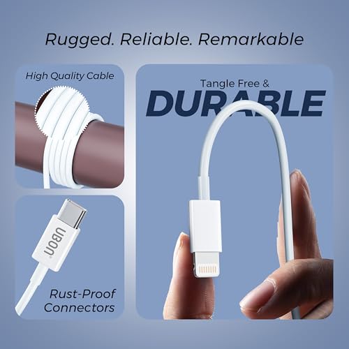 UBON OG Series WR72 Type C to iPhn Cable 1mtr Fast Charging Premium Cable | 5000+ Bend Test for Smartphones,Tablets,Laptops | 480Mbps Data Sync (White) - Image 5