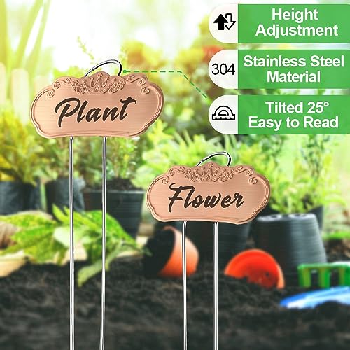 TCYPUHL Metal Plant Labels,Tall Outdoor Garden Markers for Flower, Fruit and Vegetable, 304 Stainless Steel Weatherproof Signs (25 Packs, 4" x 1.9", Gold) - Image 5