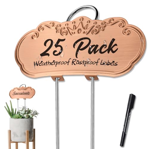 TCYPUHL Metal Plant Labels,Tall Outdoor Garden Markers for Flower, Fruit and Vegetable, 304 Stainless Steel Weatherproof Signs (25 Packs, 4" x 1.9", Gold) - Image 1