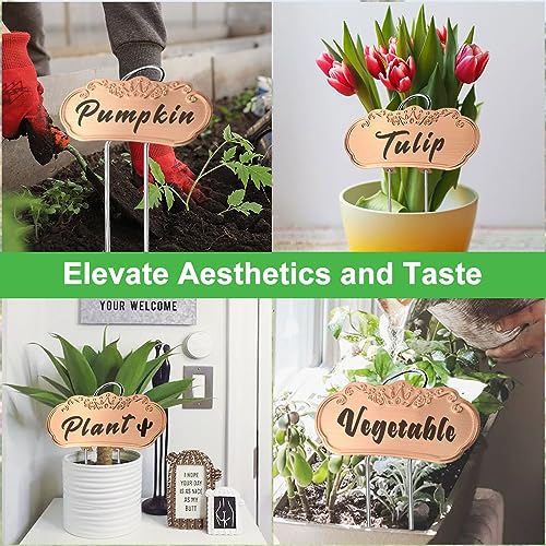 TCYPUHL Metal Plant Labels,Tall Outdoor Garden Markers for Flower, Fruit and Vegetable, 304 Stainless Steel Weatherproof Signs (25 Packs, 4" x 1.9", Gold) - Image 2