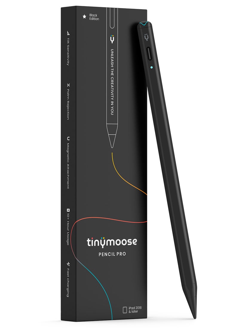 TinyMoose - Active Digital Stylus Pen Pencil Pro 2nd generation iPad Pen with Fast Charging & Palm Rejection For Apple iPad 2018 and Later Black Edition - Image 1