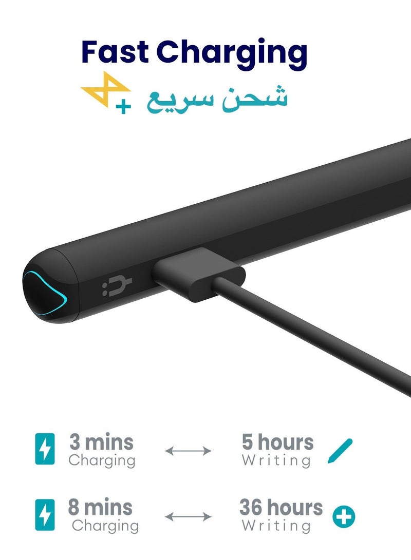 تاينيموس قلم ايباد ستايلس إلكتروني رقمي نشط ذكي بنسل برو - قلم للايباد بخاصية رفض راحة اليد وحساسية الميلان وتثبيت مغناطيسي وشحن سريع، - (يدعم ايباد الجيل 11 وايباد a16 والعاشر والتاسع والثامن والسابع والسادس، وايباد برو واير وميني) 2018-2026 - أسود - Image 4