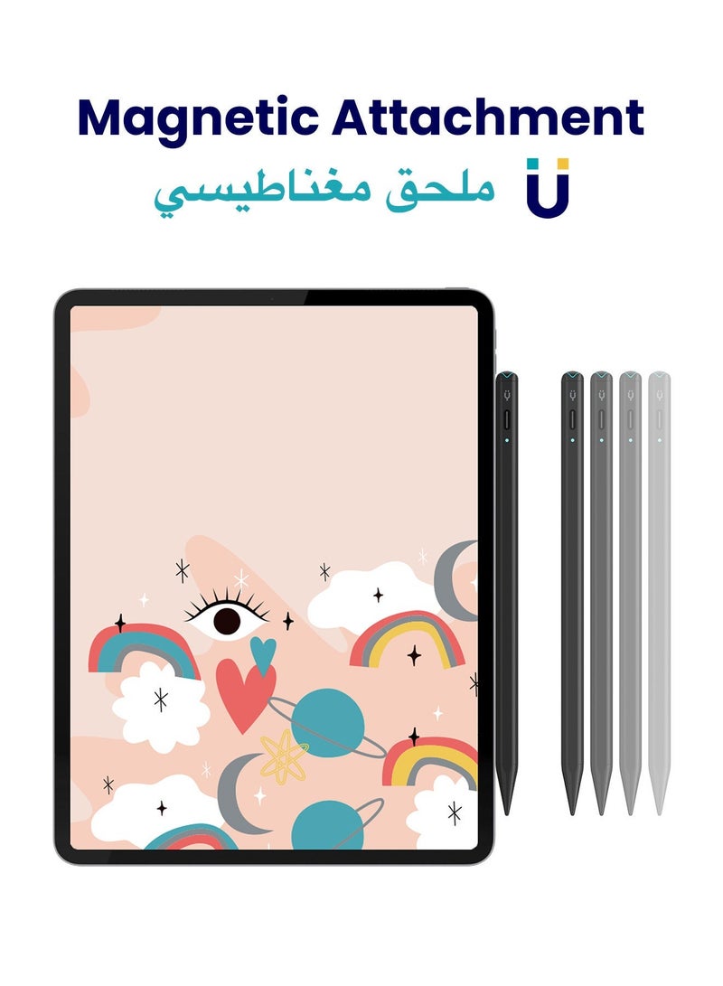 تاينيموس قلم ايباد ستايلس إلكتروني رقمي نشط ذكي بنسل برو - قلم للايباد بخاصية رفض راحة اليد وحساسية الميلان وتثبيت مغناطيسي وشحن سريع، - (يدعم ايباد الجيل 11 وايباد a16 والعاشر والتاسع والثامن والسابع والسادس، وايباد برو واير وميني) 2018-2026 - أسود - Image 3