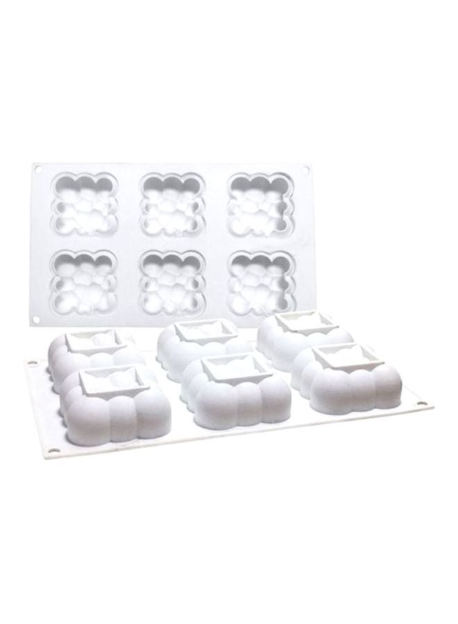 6-Cavity Silicone Cake Mould White One Size