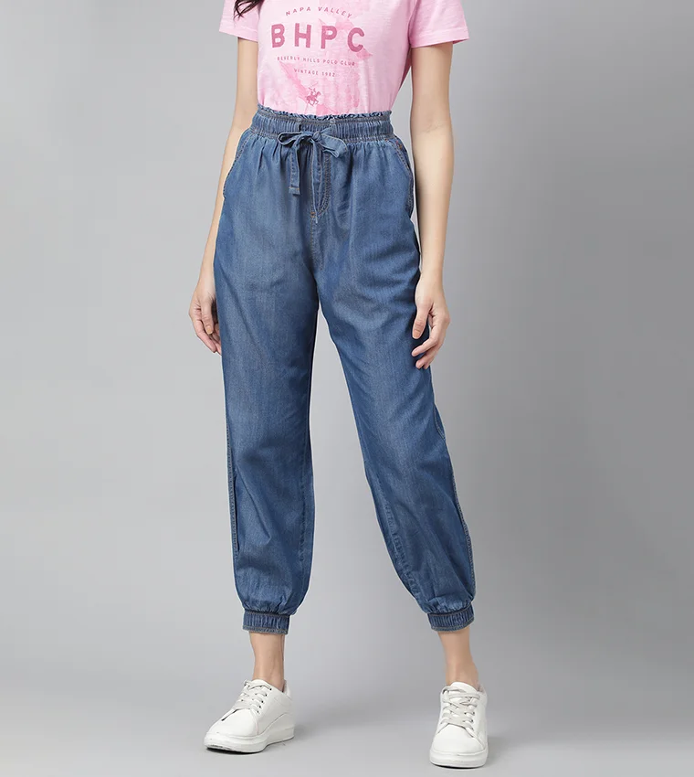 Drawstring Waist Jogger Jeans