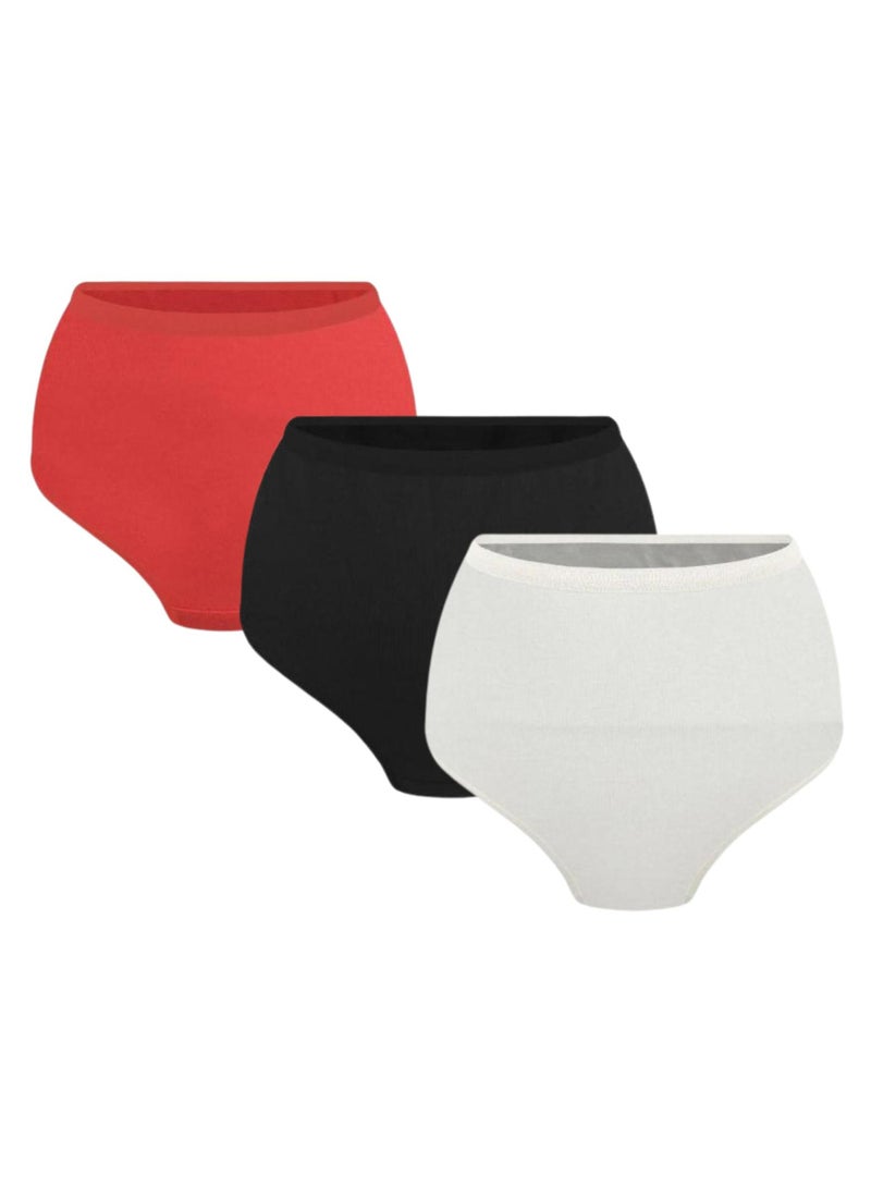 Dice Pack of 3 Classic Midi Plain Colors Cotton Panties Underwear for Women - Image 2
