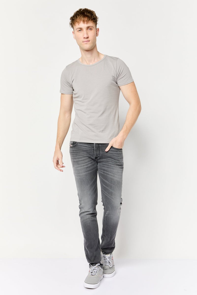 DIESEL Men Troxer Skinny Fit Washed Stretchable Denim Jeans, Grey  - Image 2