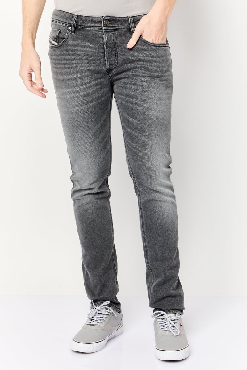 DIESEL Men Troxer Skinny Fit Washed Stretchable Denim Jeans, Grey  - Image 1
