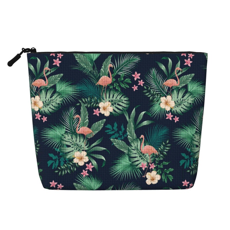 MINIOZE Flamingo Pink Tropical Hibiscus Summer Makeup Bag Travel Cosmetic Bag Organizer Toiletry Bag Make Up Bags For Women Girls Large Light - Image 2