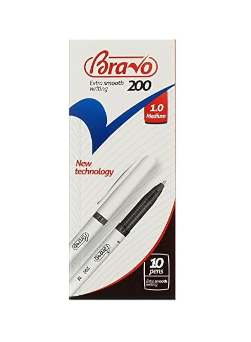 Bravo 200 Pen 1 mm Extra Smooth Writing Pack Of 10 Pcs. - Black - Image 1