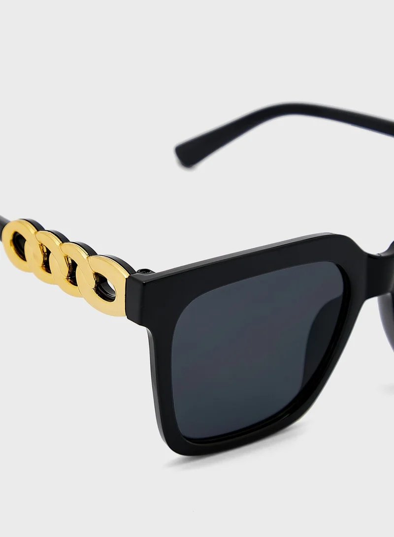 Ginger Chain Detail Oversized Sunglasses