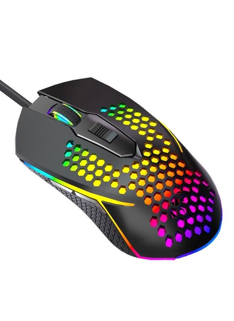 LEAVEN S50 6Keys Macro Definition Programmable RGB Lighted Gaming Wired Mouse, Cable Length: 1.5m(Black)