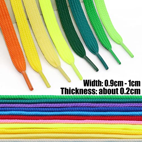 YFINE Flat Shoe Laces for Sneakers: 2 Pairs 55 Inch Dark Green 9 MM Wide Thick Athletic Shoelaces - Image 5