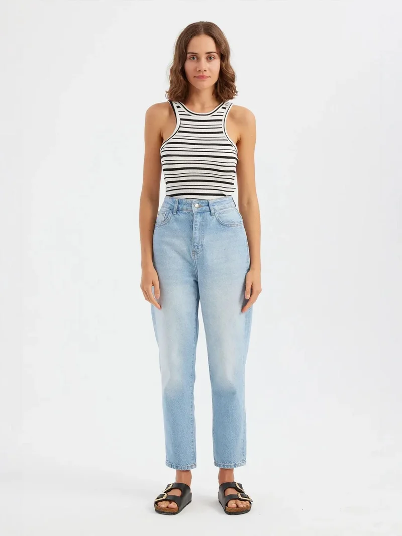 HICCUP Striped Woven Halter-Neck Tank Top