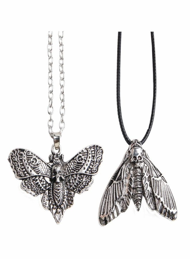Wixine 2Pcs Skull Head Moth Necklace Animal Pendant Lady Necklace - Image 1