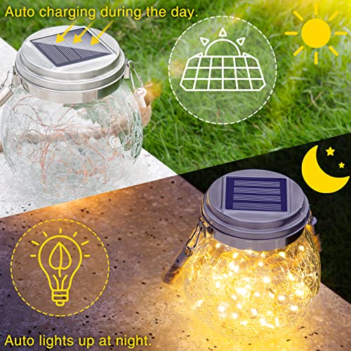 ROSHWEY 4 Pack Solar Lanterns Outdoor Waterproof, Gifts for Women 30 LED Garden Decor Hanging Solar Lights Decorative Backyard Decorative Lighting for Patio Trees Pathway Yard - Image 4