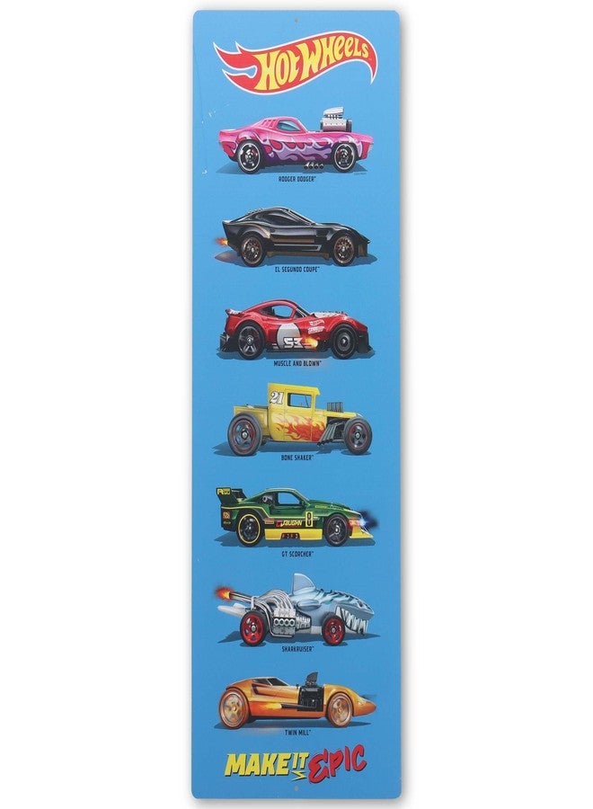 أوبن رود براندز لافتة معدنية عمودية بتصميم مجموعة سيارات هوت ويلز - لوحة فنية جدارية كبيرة لغرف نوم الأطفال أو غرف اللعب - Image 1