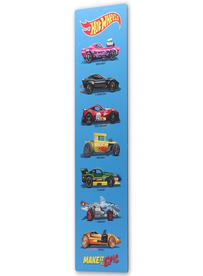 أوبن رود براندز لافتة معدنية عمودية بتصميم مجموعة سيارات هوت ويلز - لوحة فنية جدارية كبيرة لغرف نوم الأطفال أو غرف اللعب - Image 2
