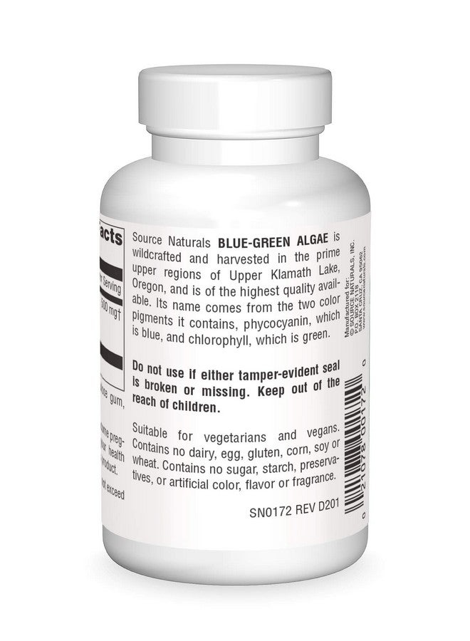 Source Naturals طحالب زرقاء خضراء من بحيرة كلاماث 500 ملغ 100 قرص - Image 2