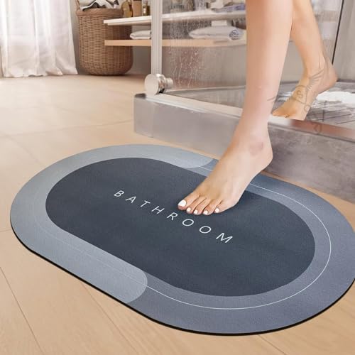 SITTELLA 5 Pc Rubber Bath Mat,Anti-Skid Water Soaking Bathroom Rug Door,Floor mat, Soft Quick Dry Water Absorbent Mat for Home Office 40x60cm-Grey - Image 1